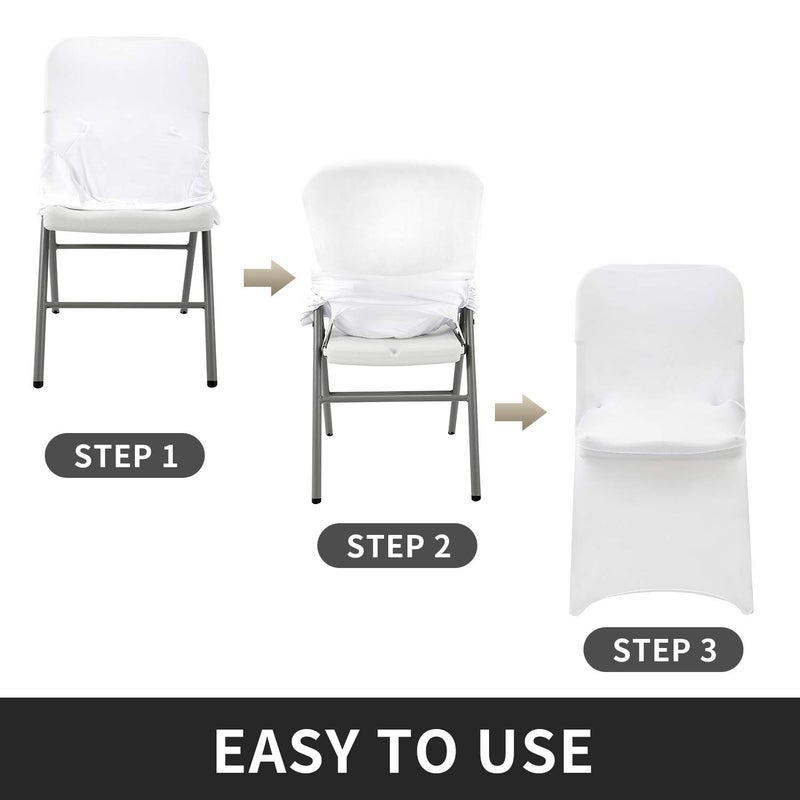 Peomeise Stretch Spandex Folding Chair Cover for Wedding Party Dining Banquet Event (White,12pcs) - Image 3